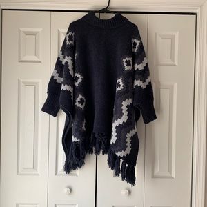 Barefoot Dreams Cozy Chic Fringed Poncho OS